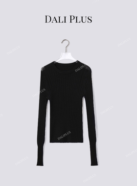 大李plus“100绵羊毛”超显瘦微透镂空竖坑条针织-D5CH5088