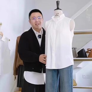 背心上衣叠穿神器假领子 女荷叶木耳立领打底衫 花边领纯棉无袖 衬衫