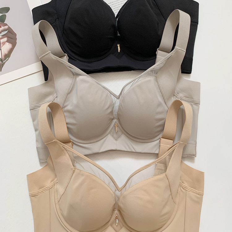 新款无痕光面收副乳防下垂调整型文胸软钢圈聚拢女士光板内衣