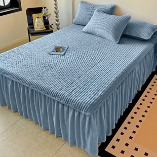 2025冬季 加厚牛奶绒床裙三件套柔软床单床罩床垫套防滑宝宝绒夹棉