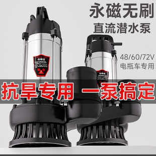 永磁无刷全铜直流潜水泵排污水泵48V60V72V高扬程大流量抽水泵