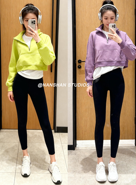 秋冬新款加厚高领卫衣女士运动半拉链宽松外套scub*慢跑健身卫衣