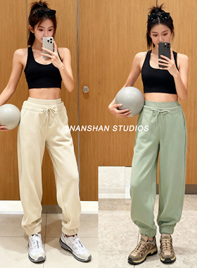 卫裤Plu Flee同款女休闲健身宽松跑步高腰收腹加绒运动束脚裤