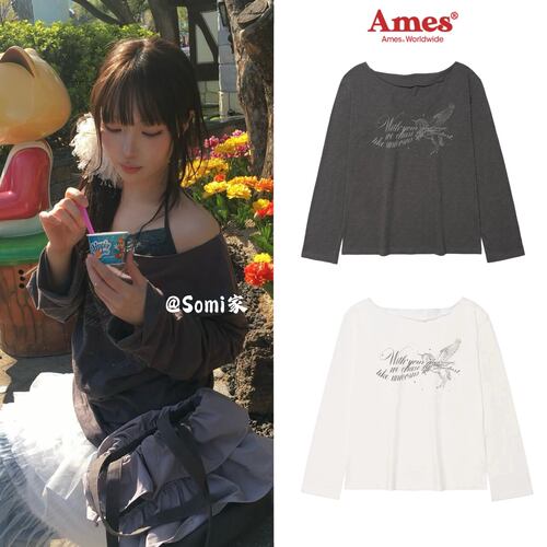 somi家 韩国直邮AMES美式独角兽印花小马薄长袖衬衫 2026ss