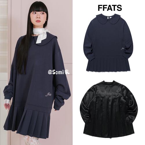 somi家 韩国直邮ffats复古刺绣娃娃领百褶裙连衣裙ins学院风 26ss