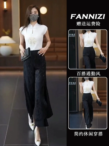 Летний комплект, футболка с коротким рукавом, китайский стиль, в западном стиле