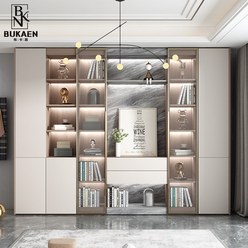 布卡恩福人板奶油风书柜上门安装