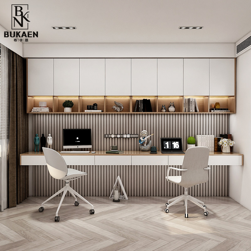 福人现代简约双人书桌书架一体组合柜学习桌学生家玻璃门书柜定制,住宅家具,电动升降桌,淘宝优惠券,粉丝福利购,淘宝优惠卷