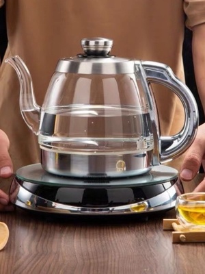 无键智能语音底部上水泡茶全自动上水电热水壶玻璃烧煮茶抽水烧水