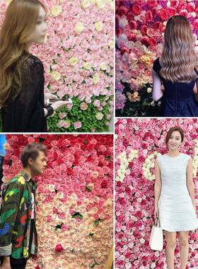 仿花墙背景墙假花绢HT-HQ002瑰花婚庆花墙婚背景真布置拍礼照玫网