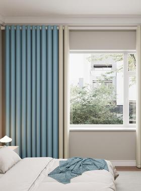 卧遮室窗帘打孔罗马一整套安装全遮光免2025年新款客厅飘EFJ杆窗