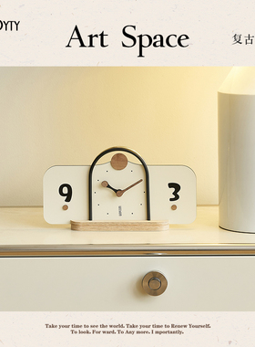 TEBO家居客厅高级感创意摆件玄关电视柜钟表摆放式桌面装饰品