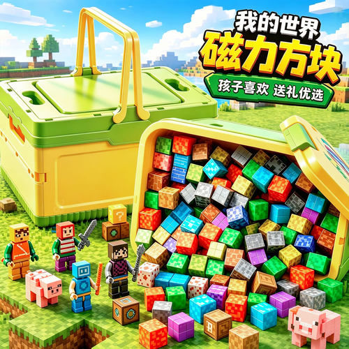 德国正版我的世界磁力方块积木磁吸儿童玩具2026新款男孩生日礼物