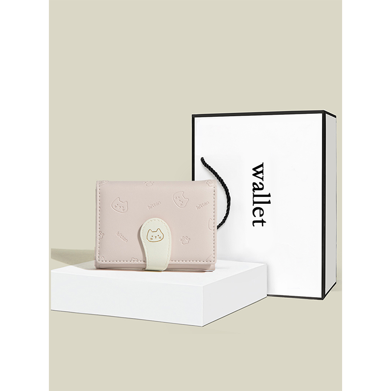 C&K生日礼物可爱猫咪小钱包2026新款女士三折多卡位卡包学生钱包