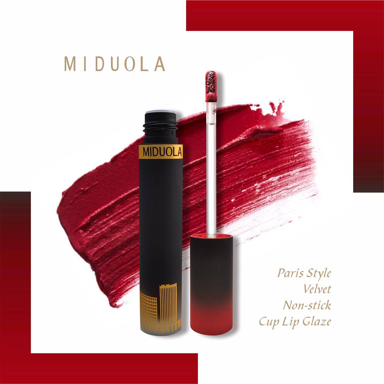 巴黎风情丝绒不沾杯唇釉哑光显白唇彩不掉色雾面欧美口红