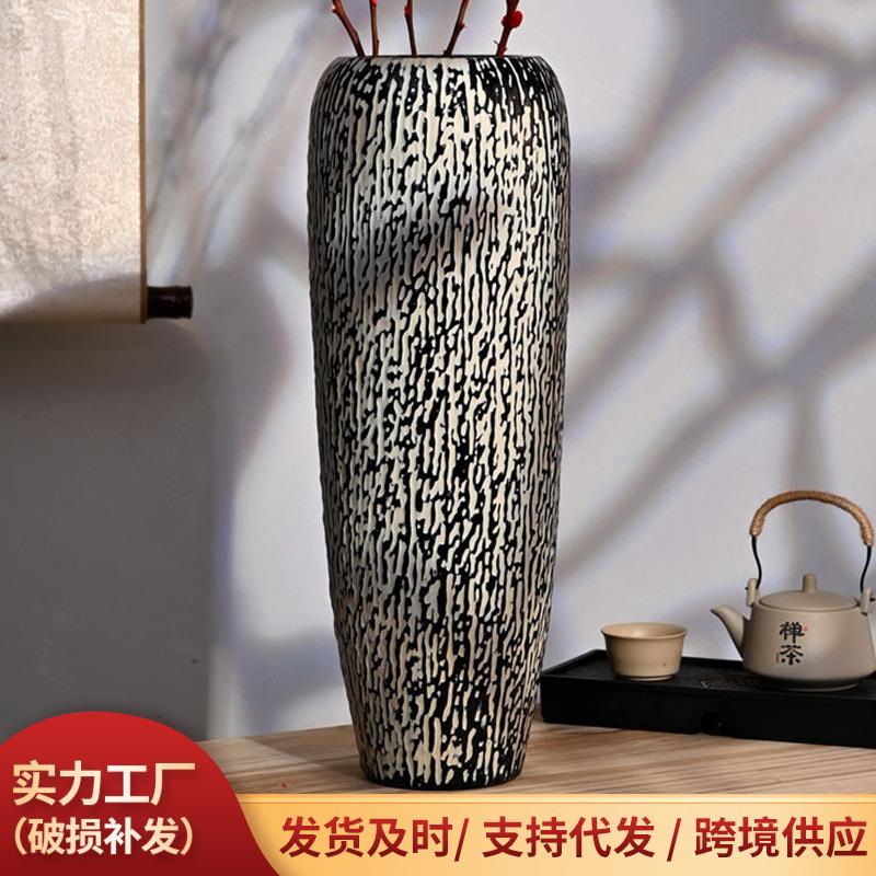 轻奢仿瓷花瓶 手工玻璃花瓶材质现代简约腊梅插花玻璃花瓶高级感