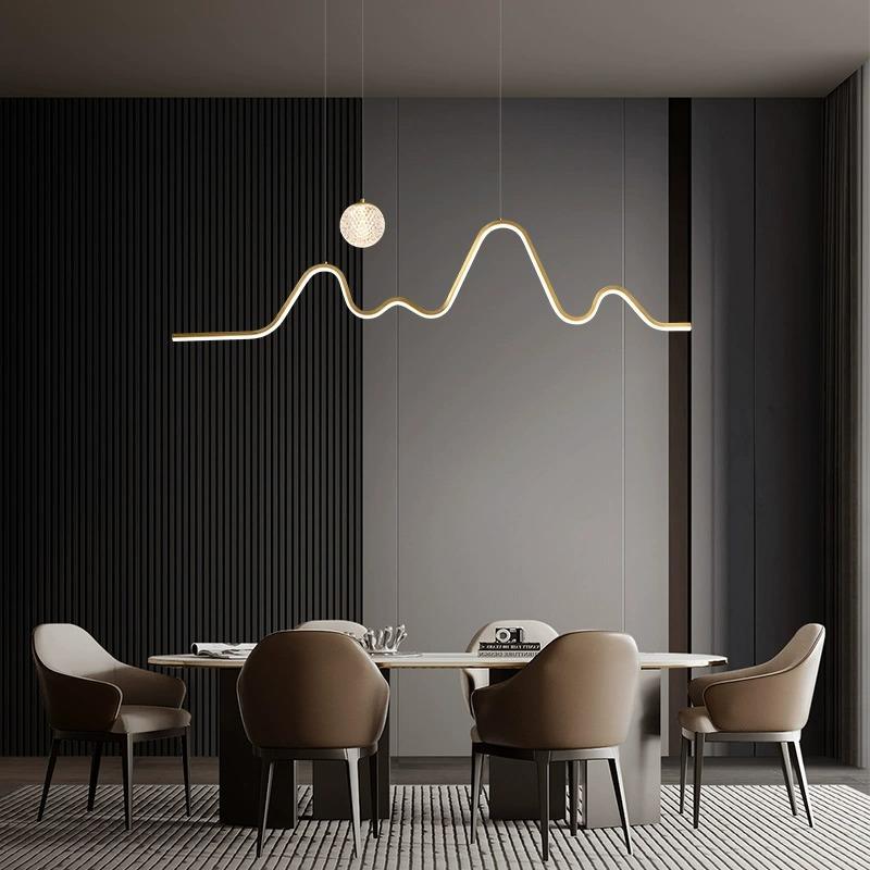 现代简约全铜餐厅吊灯轻奢极简新中式餐桌岛吧台茶室艺术新款吊灯