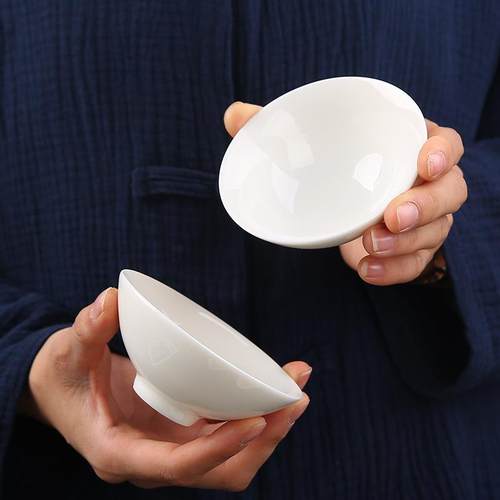 KBQ1品茗杯白瓷斗笠杯陶瓷羊脂玉瓷功夫小茶杯单杯主人杯茶具茶盏