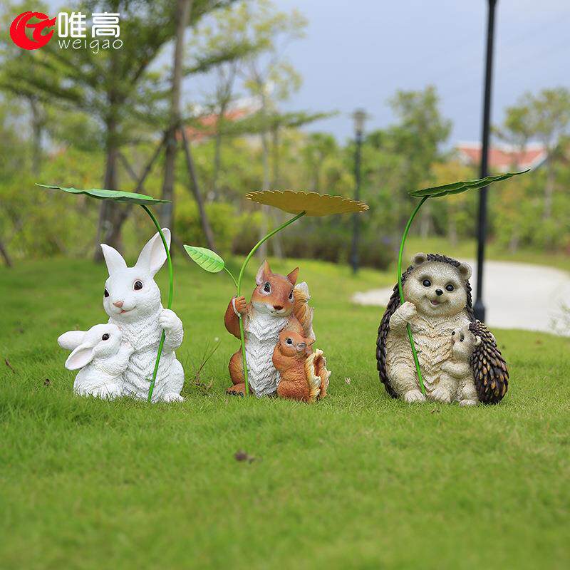 创意仿真动物可爱松鼠兔子树脂摆件户外花园庭院青蛙装饰工艺摆件