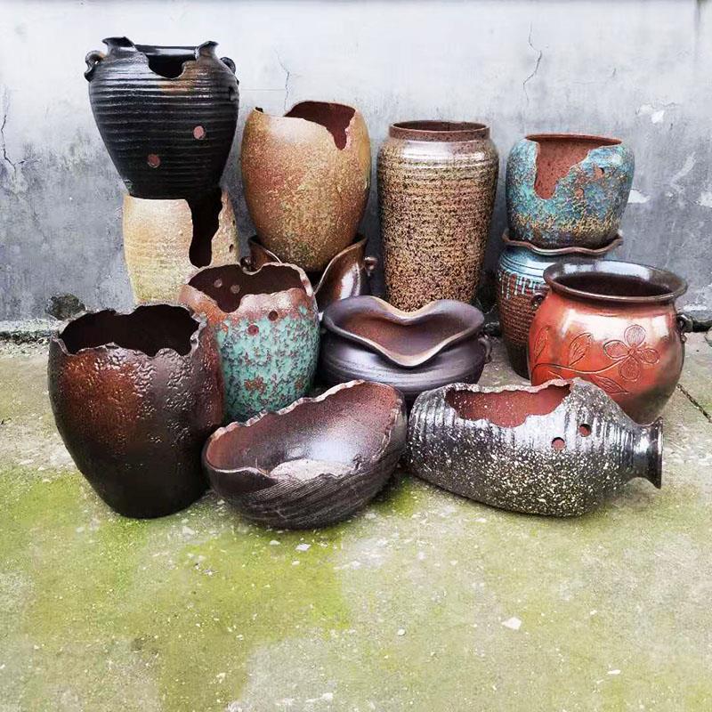 04】多肉陶罐花盆 复古创意土陶罐子 大号粗陶花盆高植物陶瓷