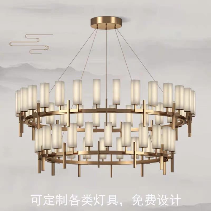 新中式简约现代酒店大堂宴会厅别墅复式楼饭店高档包厢包间大吊灯