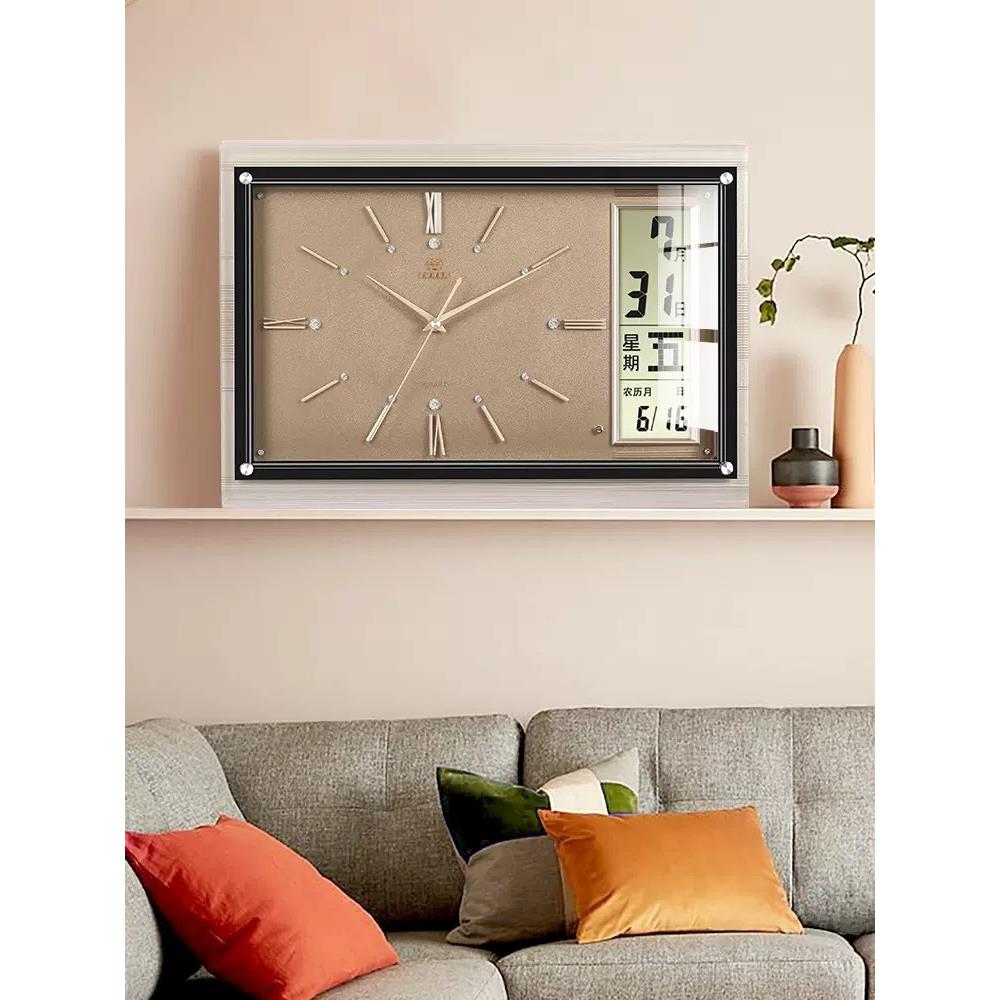 A5L霸王石英钟家用客厅大 挂墙时钟带日历温度的挂钟表简约现