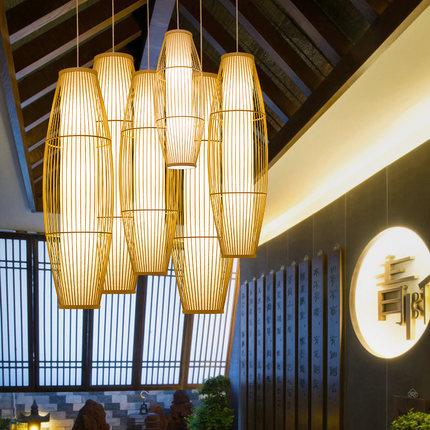 新中式吊灯火锅店日式竹编灯具东南亚风格个性创意餐厅竹艺编禅意