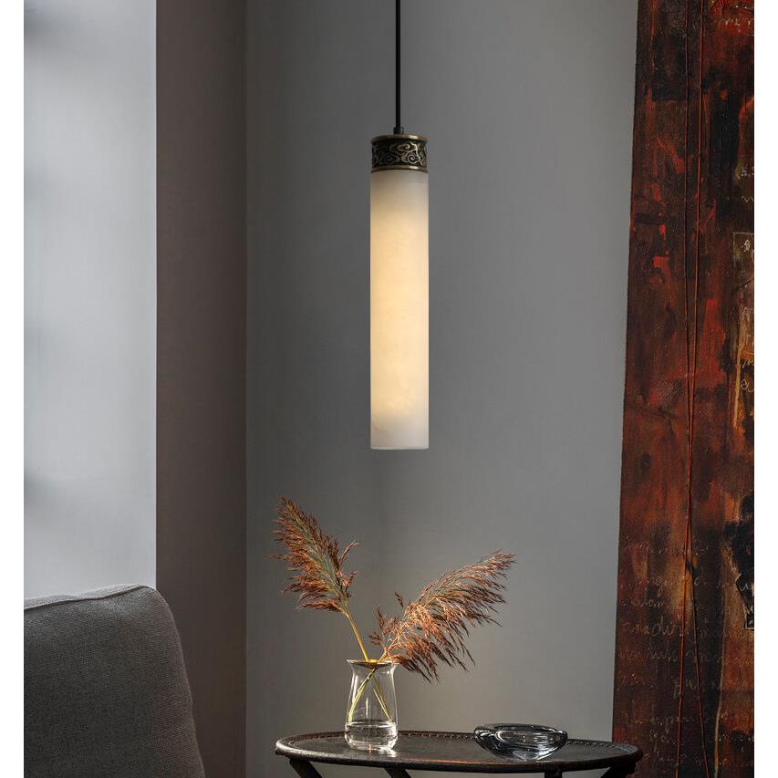 新中式云石卧室床头小吊灯全铜云石轻奢现代简约客厅吧台茶台吊灯