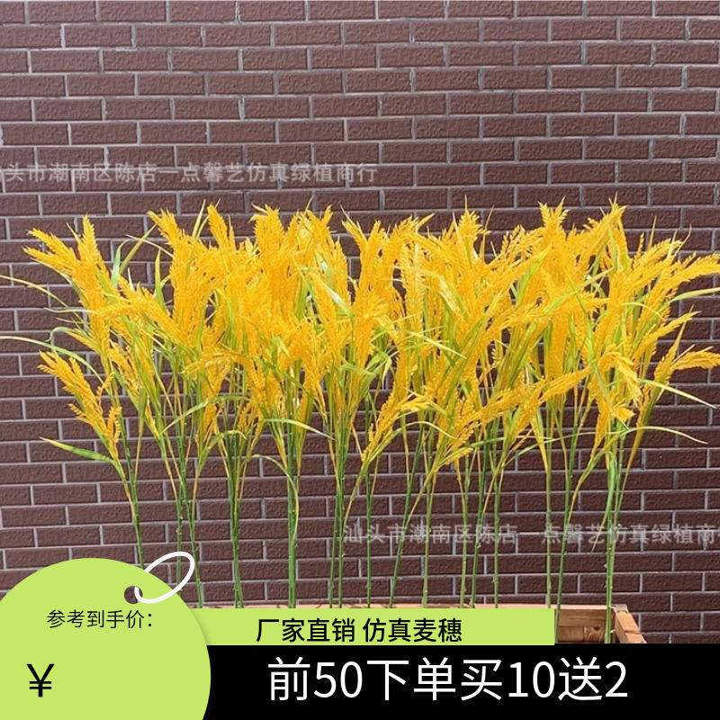 仿真麦穗道具禾苗塑料稻谷黄水稻金色植物稻穗道具加长杆麦穗花束