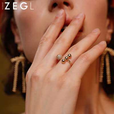 ZENGLIU镀彩金色开口戒指女时尚个性韩版网红饰品日式轻奢食指环