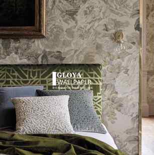 北欧风现代简约墙纸法式 复古作旧玫瑰花无纺布壁画卧室客厅壁布