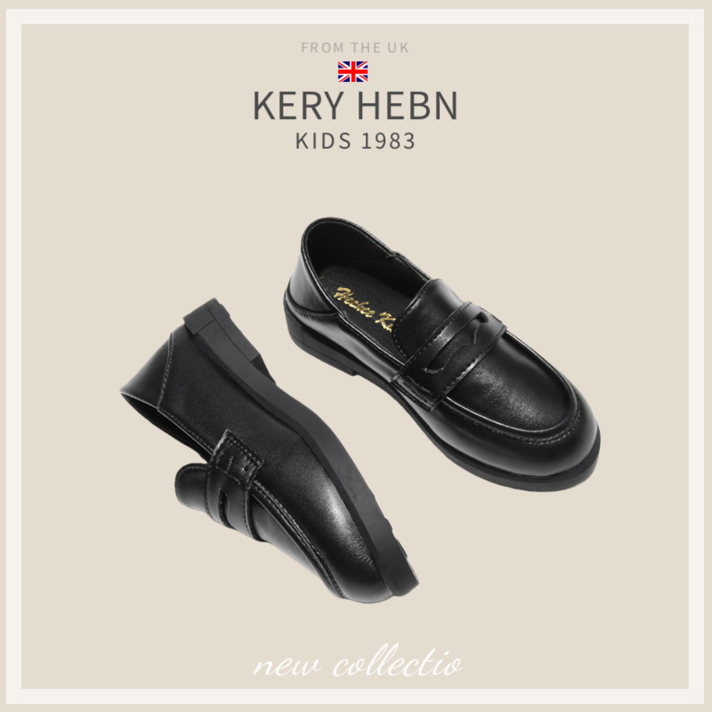 KeryHebn乐福鞋女童春季超软英伦风黑色一脚蹬儿童小皮鞋女孩表演
