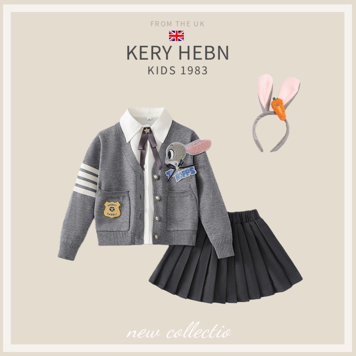 KeryHebn女童朱迪学院风套装春秋兔子警官cos服三件套疯狂动物城