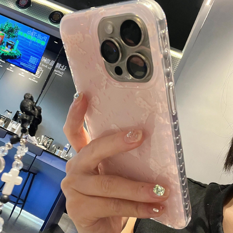 ins粉色蝴蝶结链条适用15promax手机壳iphone16promax新款14promax女款12简约小众13pro创意高级全包防摔套潮