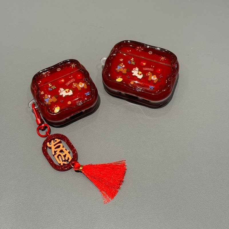 新年透红色马上有钱小马适用苹果AirPods4代无线蓝牙耳机套AirPodspro2趣味AirPods1/2代卡通AirPods3保护套,3C数码配件,耳机保护套,淘宝优惠券,粉丝福利购,淘宝优惠卷