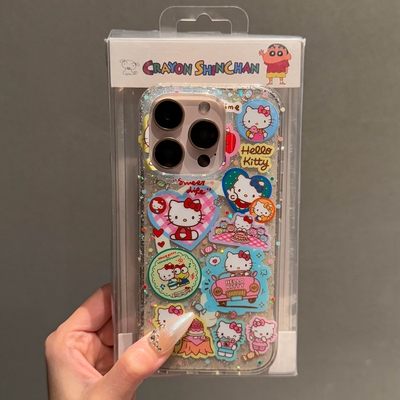 小众网红卡通可爱kitty猫贴图适用iPhone16promax手机壳15promax女新款14趣味13高级15个性创意16p全包防摔套