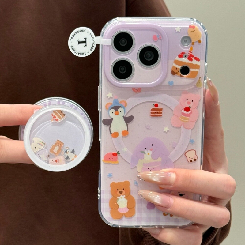 可爱蛋糕jellycat小动物摇摇乐磁吸支架适用苹果17promax新款iPhone16promax手机壳15趣味14个性13卡通保护套