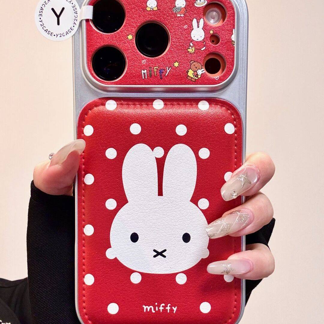 新年红色简约波点米菲兔适用苹果17promax手机壳iPhone16promax新款17Pro小众16创意14可爱卡通15皮质保护套,3C数码配件,手机保护套/壳,淘宝优惠券,粉丝福利购,淘宝优惠卷