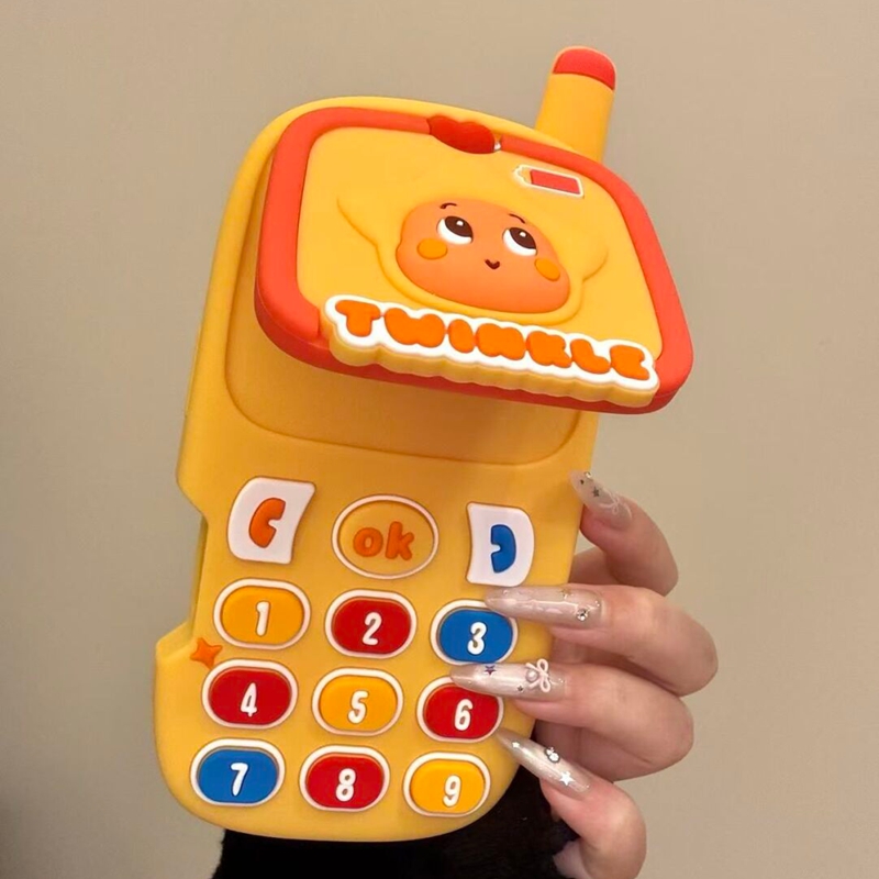 童趣可爱星星人电话机翻盖支架适用苹果17promax新款iPhone16promax手机壳17小众卡通14个性15pm创意13保护套