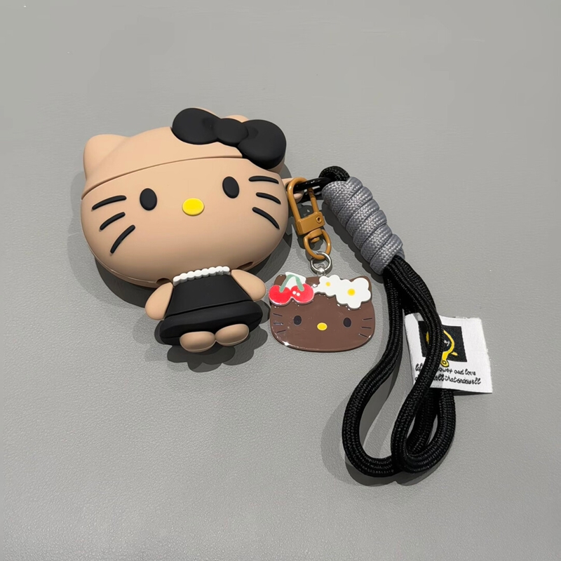 韩风可爱珍珠黑裙KT带挂件适用苹果Airpods无线蓝牙耳机套AirPods1/2女新款AirPods4个性AirPods3卡通保护套