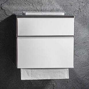 卫间纸巾厕所擦手生纸盒式挂壁不锈钢304防水双层创意盒厕纸盒