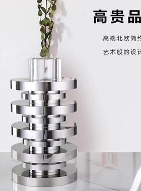 新款现代简约几何不规则水晶花瓶样板间房家居展厅摆件售楼处