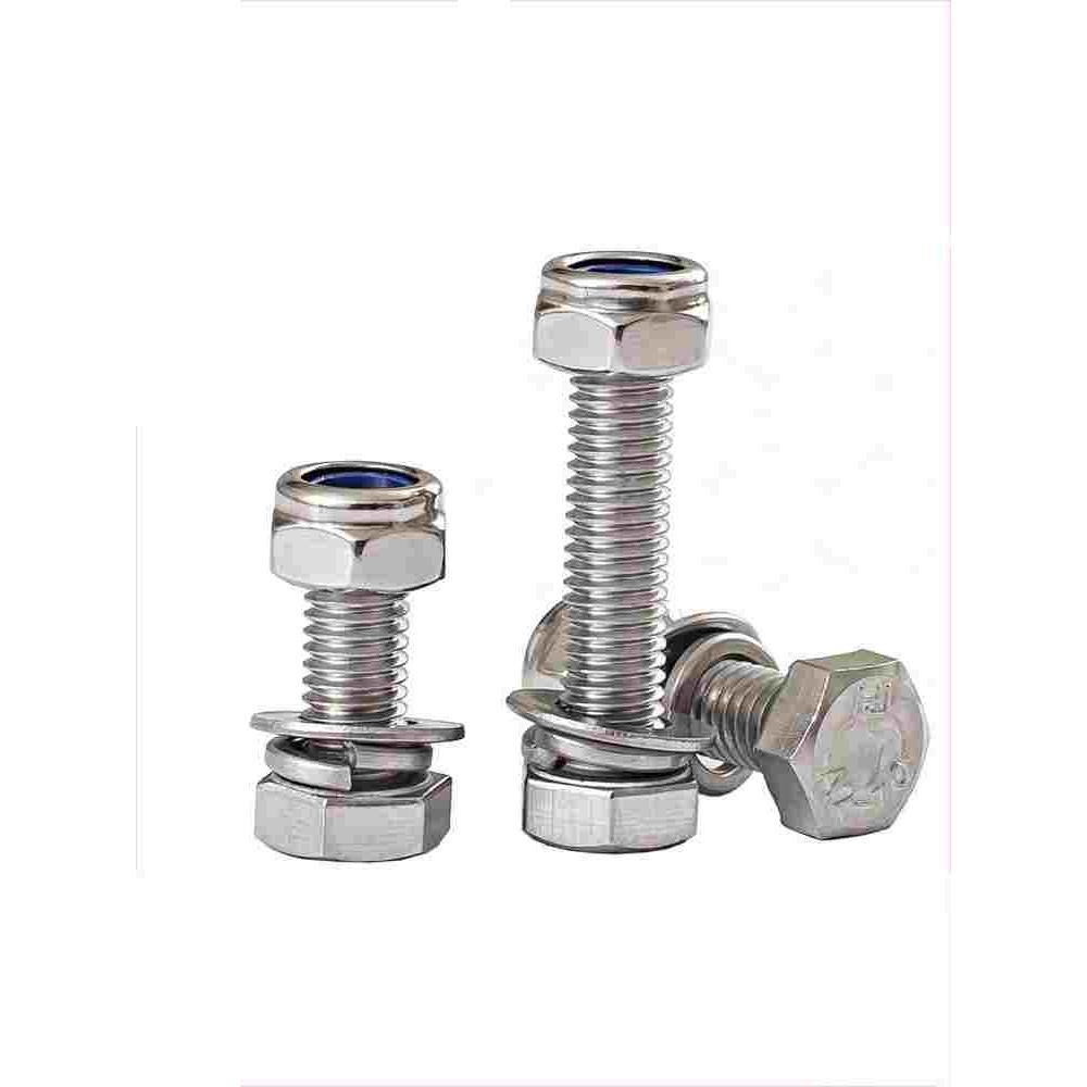 M3M4M5M6M8mm 防松螺丝304不锈钢外六角组合防松螺母套装锁紧螺丝