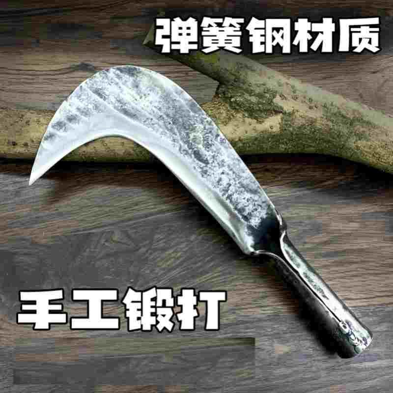 德国品质手工锻打柴刀特殊钢用户外割草镰刀弹簧钢砍柴刀砍树劈柴