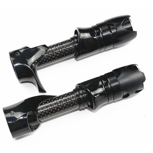 DIY路亚竿用枪柄直柄上黑漆分段兴泰轮座长帽加金属帽把手柄配件