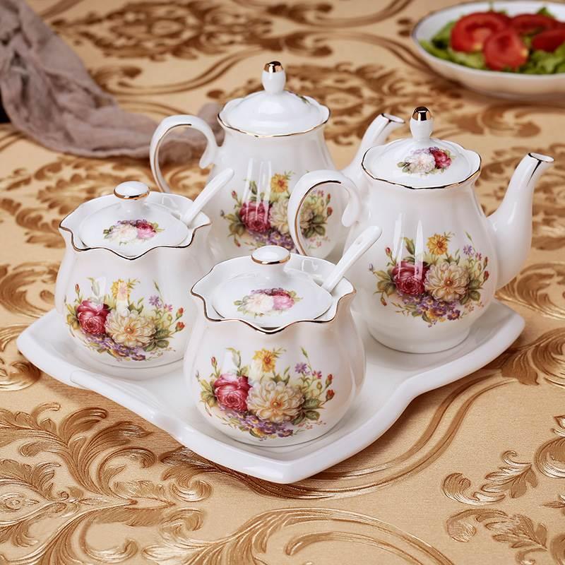 北欧家用骨瓷调料盒调味罐辣椒罐油壶醋壶套装组合厨房酱油壶盐罐