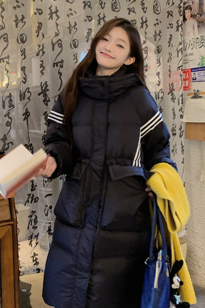 韩版学院风中长款白鸭绒外套女冬季新款小个子显瘦保暖加厚羽绒服,女装羽绒服,浙宝095(原288A)