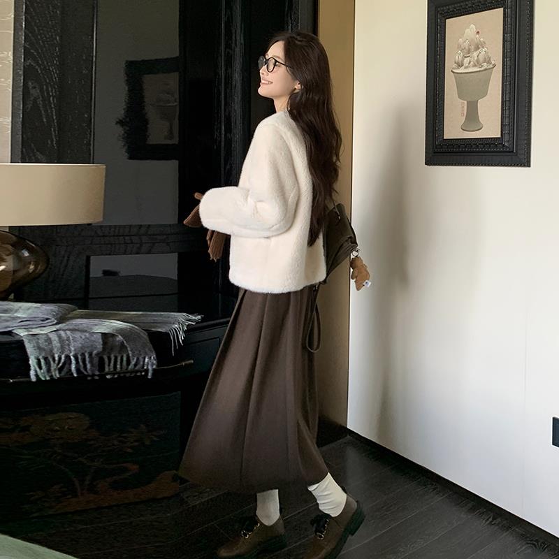 小香风仿水水貂绒短外套女秋冬仿羊羔毛绒上衣爆款气质流行加厚,女装短外套,浙宝095(原288A)
