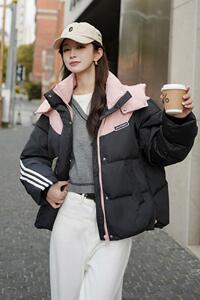 【现货】2023冬装撞色拼接短款白鸭绒羽绒服095-996-P215-K338图片