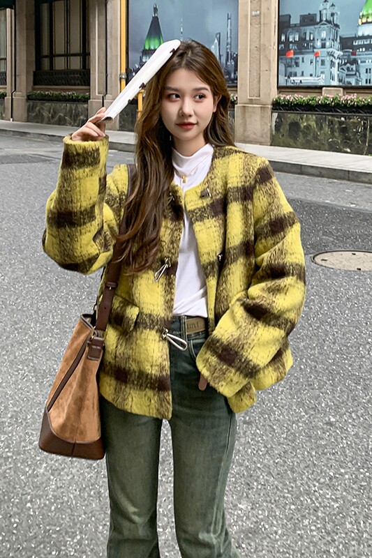90羽绒内胆带包包现货】毛呢格子小香风羽绒服095-960-P275K398,女装羽绒服,浙宝095(原288A)